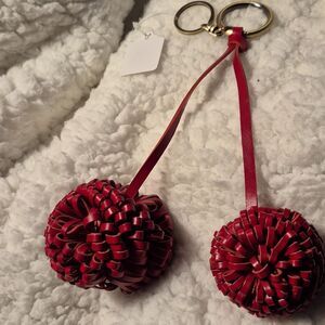 Patricia Nash Leather Pom Pom Balls Keychain -NWOT